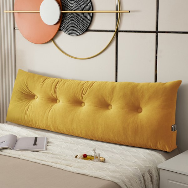 Kilepute Hodegavl Posisjonsstøtte Lang Pute for Seng Yellow 150*40*12cm