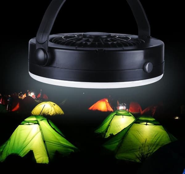 USB 3 i 1 campingfläktljus Black