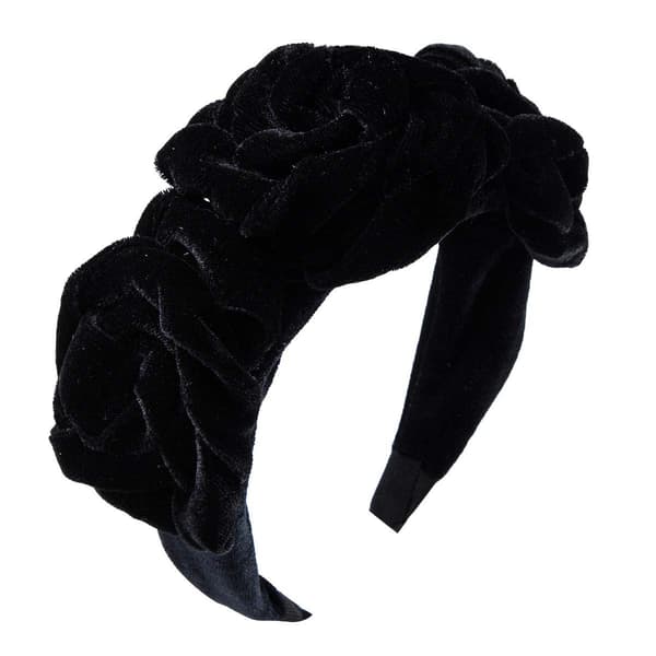 Brett Hårband Rosblomma Sammet Hårtillbehör Röd Black