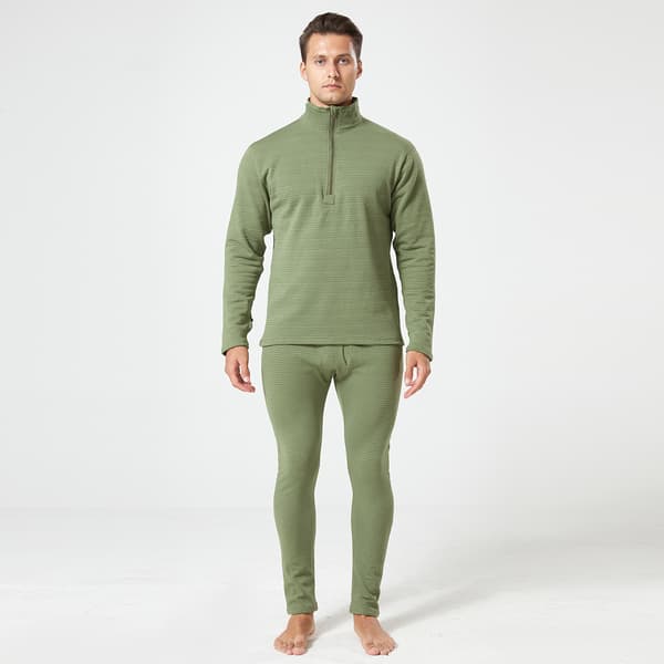 Män's Termisk Underkläder Långa Byxor Set Green 2XL
