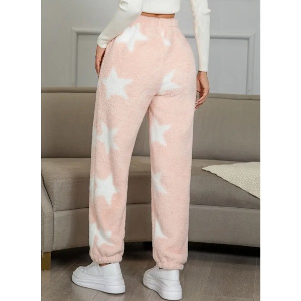 Dammjusiga Varma Pyjamasbyxor i Fleece för Lounge och Sovkläder Pink M