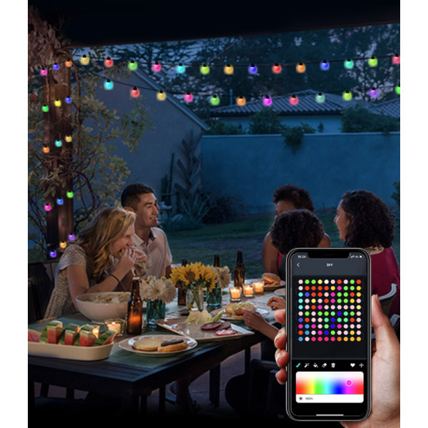 Utomhus String Lights 32FT, RGB Patio Lights 5M