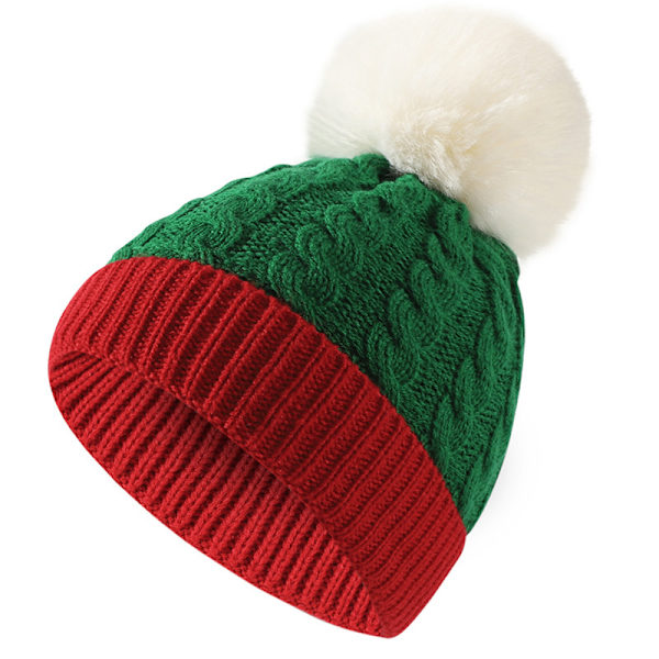 Jul vinter stickad mössa för barn green-red