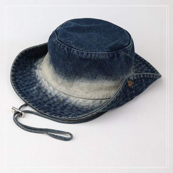 Denim Bøttehatter for Kvinner Menn Blå Jeans Western Fiskerhatter Dark Blue