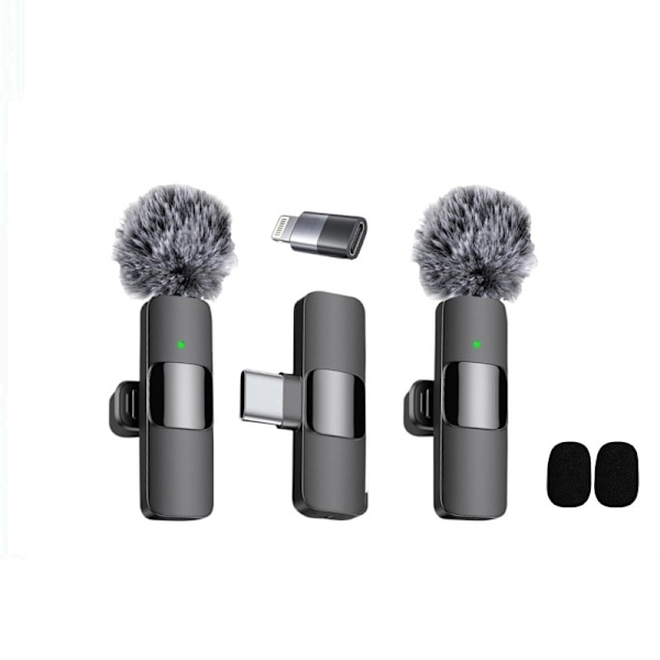 Trådlös Lavaliermikrofon för ljud- och videospelning Mini Mic för iPhone Android