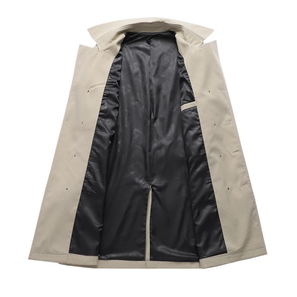 Miesten Slim Fit Kaksoisrintainen Vyöllä Varustettu Tuulenpitävä Takki Khaki M