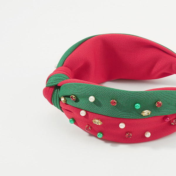 Julklappspärlknuten pannband för kvinnor Röd Grön Kristall Smyckad hårband Style 5