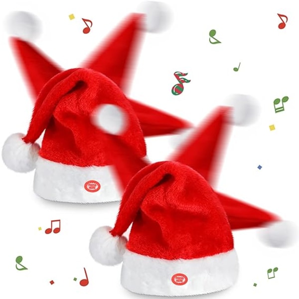 1 st Sjungande och dansande julmössa Elektrisk Gunga Rörlig tomteluva