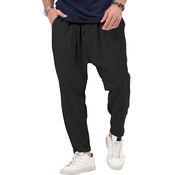 Herr Haremsbyxor Elastisk midja Lös hippiebyxa Black M