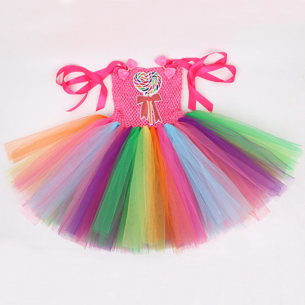 Sateenkaari Candy Tutu-mekko tytöille hiuspannalla, syntymäpäiville, karnevaaleille ja juhliin Style 2 8-9Y