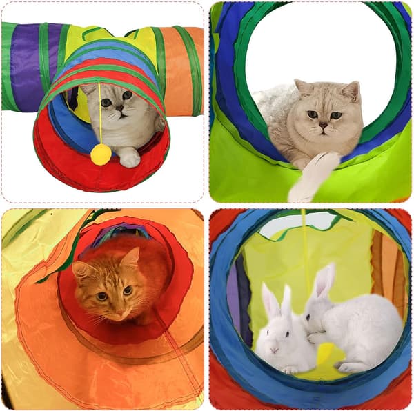 Kattetunnel, Katte-rør for innendørs katter, sammenleggbar Rainbow T Shape