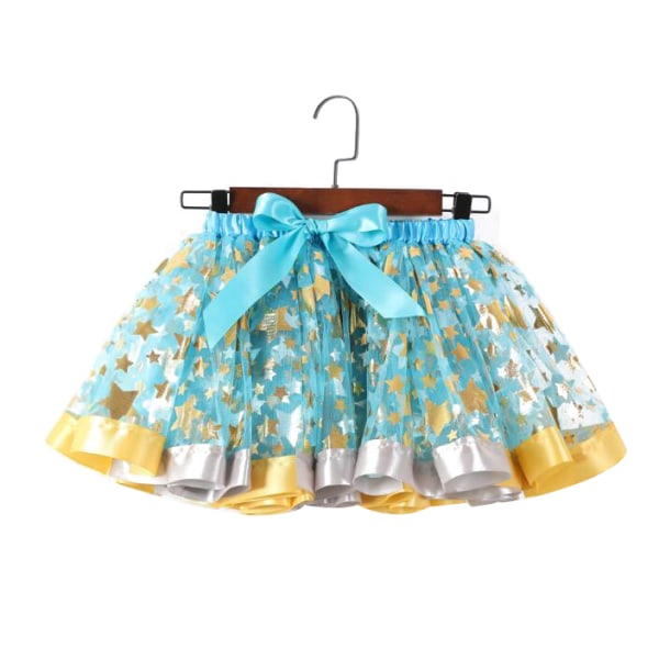 Små flickor Princess Tulle Tutu Kjol Dans Kjol Halloween blue gold L