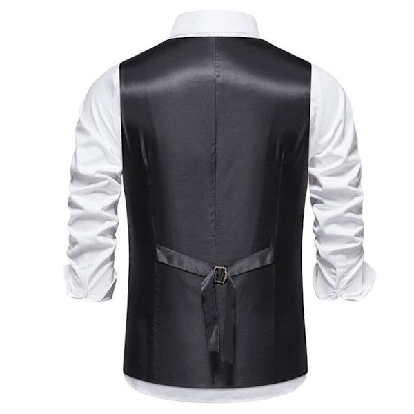 Herrar Slim Fit Dubbelknäppt Väst Dark Gray M