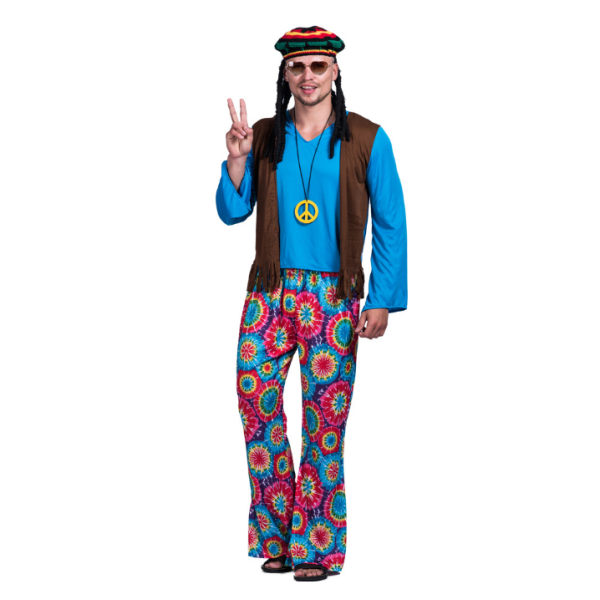 Vuxen Hippie Love Peace halloween kostym för män M