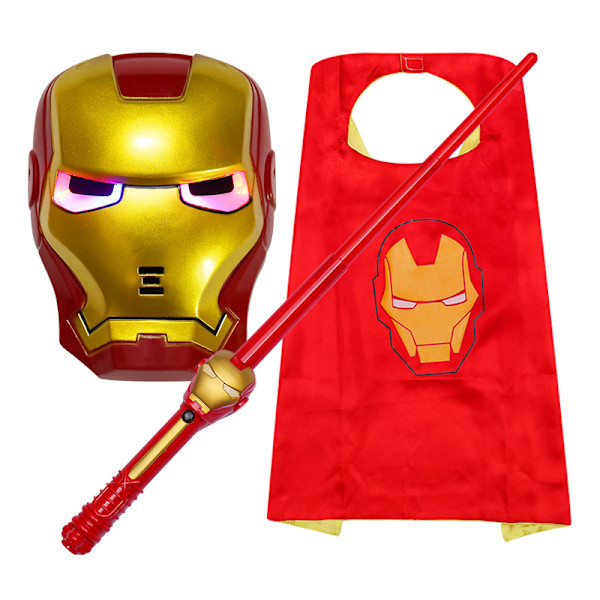 Cosplay Superhjälte Kappor Luminous Röst Leksak Handske Mask