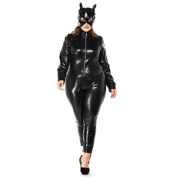 Plus Size Spandex Wetlook Bodysuit Catsuit Jumpsuit Kostume M