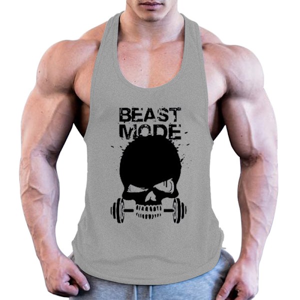 Mænds Gym Bodybuilding Stringer Tanktop Grey M