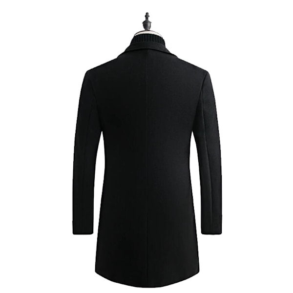 Mænds Trenchcoat i Uldblænding, Slank Pasform, Overfrakke Black XS