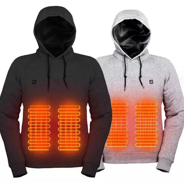 Mænds Casual Hættetrøje med USB Opvarmning Grey S
