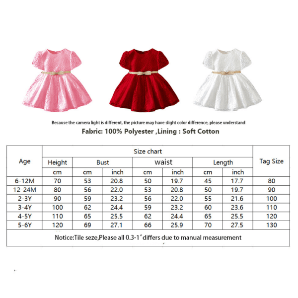 Baby Girls Pageant Spetsklänningar Formell klänning för toddler white 110cm