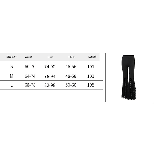 Lace Leggings med Utsvängda Ben för Kvinnor Gotiska Högmidjade Byxor med Utsvängda Ben XL