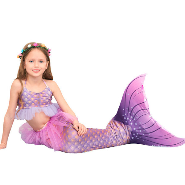 Tyttöjen Uimareiden Merenneito Hännän Prinsessamekko Cosplay-asu purple 120cm