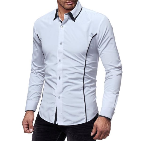Casual Slim Fit Långärmad Skjorta för män white S