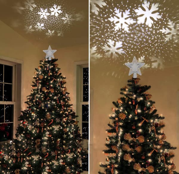 Christmas Tree Topper, Christmas Lights Tree Top silver
