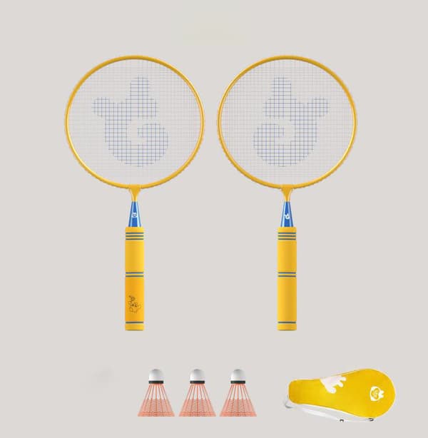 Badmintonracket för barn med badmintonbollar Yellow