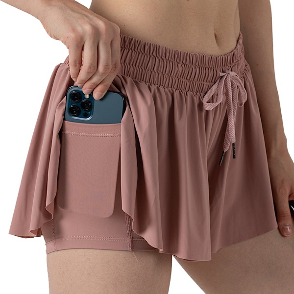 Flowy Athletic Shorts för kvinnor Gym Yoga Träning Löpning Tennis Kjol Dark Pink M