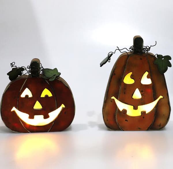 Halloween Træ LED Græskarlys Ornament Fat Pumpkin