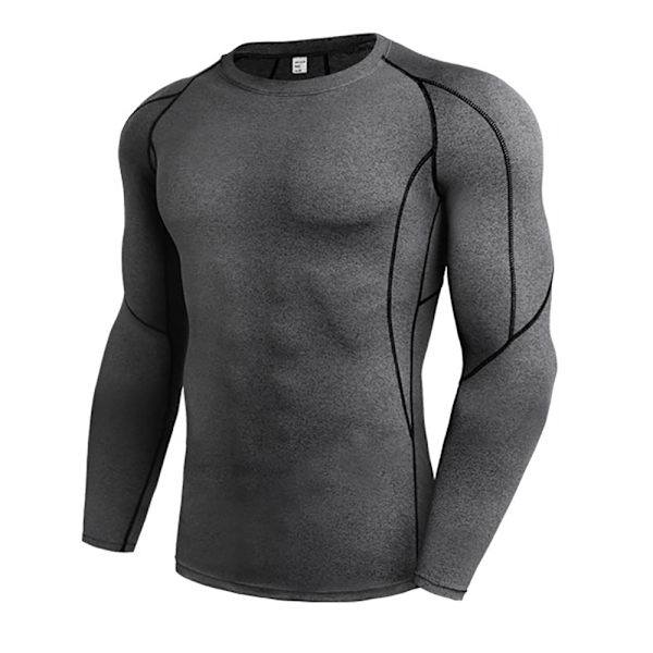 Dry Fit långärmade kompressionslöpartröjor för män gray L