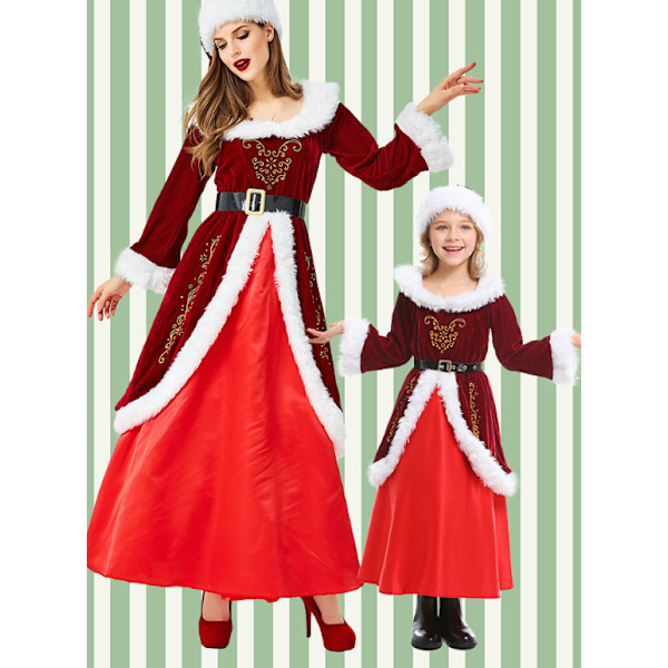 Dame Julemandskappe Deluxe Fløjl Fru Claus Hættekappe Kostume M