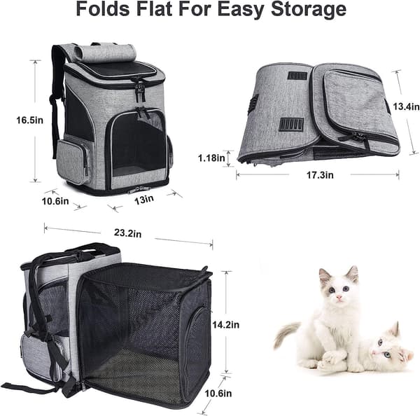 Cat Backpack Carrier Expanderbar Mesh Andningsbar ryggsäck Grey