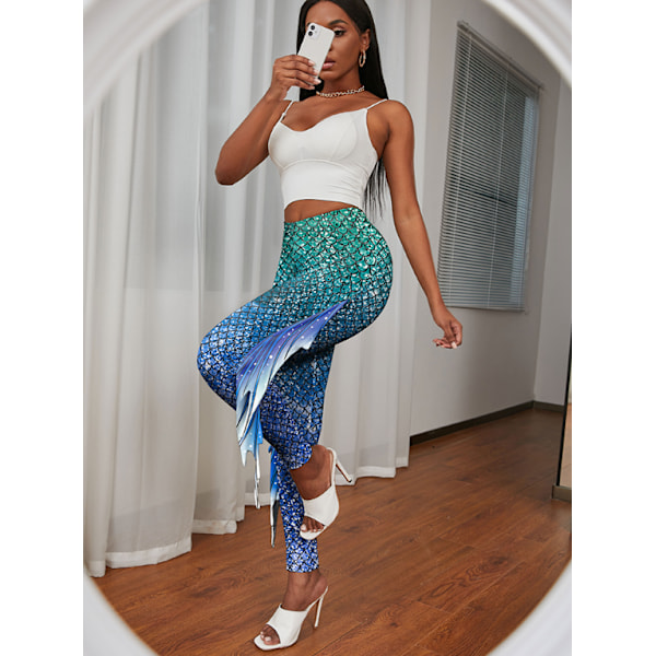 Sjöjungfru Leggings för Kvinnor Fiskfjäll Leggings Style 4 XL