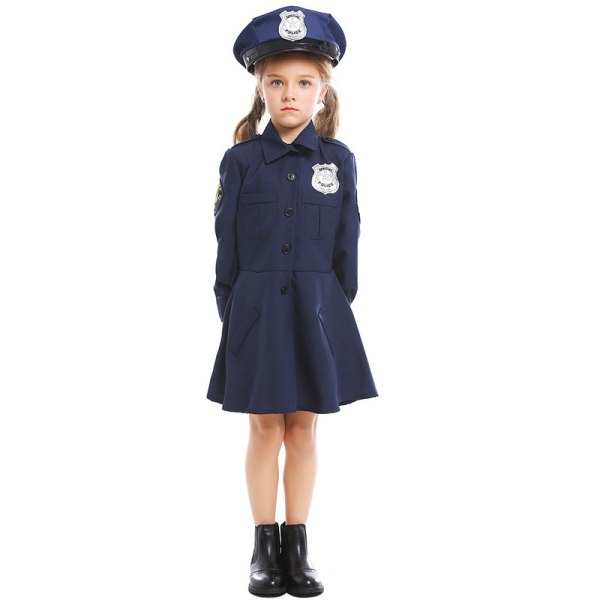 Polis flicka snut kostym outfit set för dress up party 110-120cm