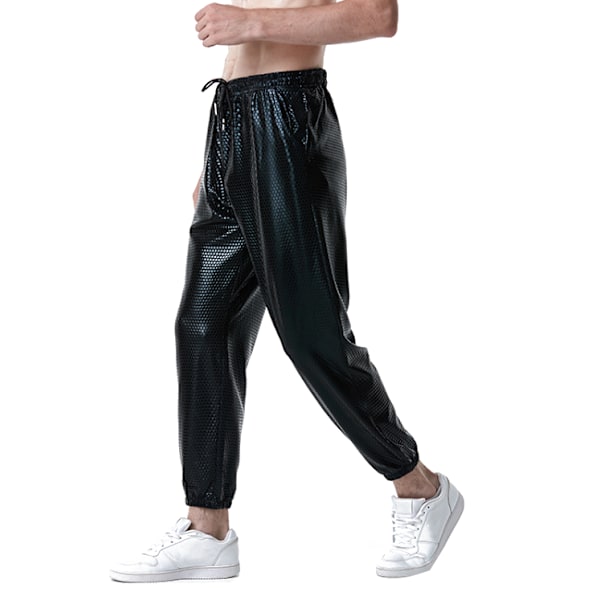 Shiny Disco Party Byxor för män black XXL