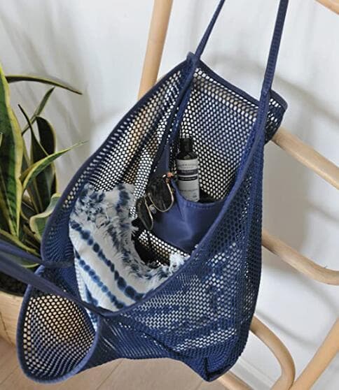 Mesh Beach Tote Damaxelhandväska dark blue