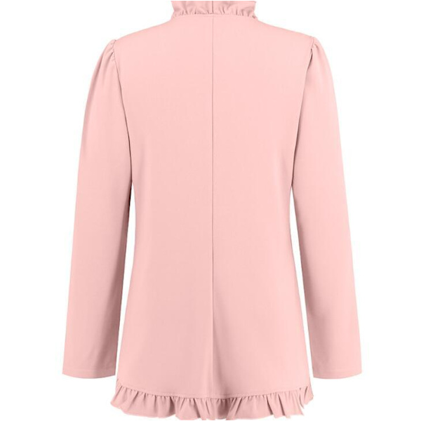 Kvinners Ruffled Lapel Knappelukking Jakke Pink L