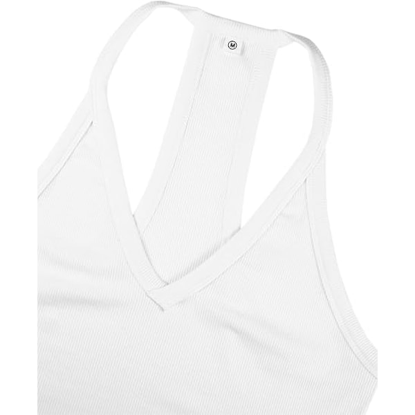Naisten Racerback Perus Toppi Camisole V-kaula-aukko Slim Fit Ribbineulos Hihaton White M