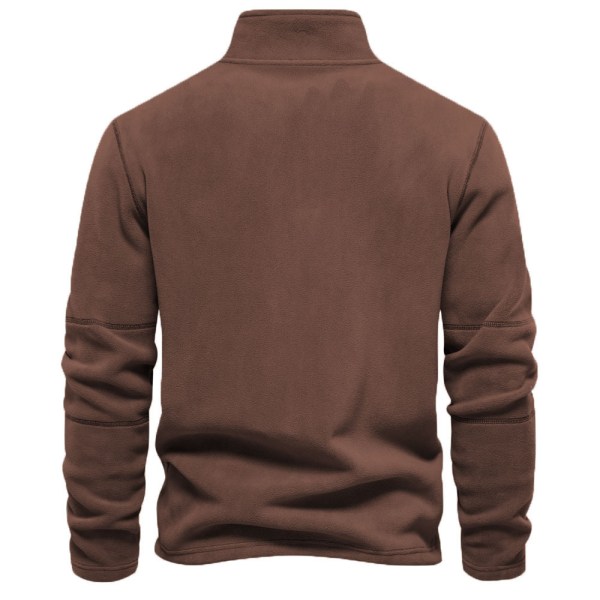 Hettegenser i fleece med sherpa for menn, 1/4 glidelås, lang erme, med lommer Brown XL