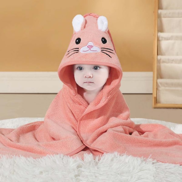 Vauvan huppu pyyhe, vauvan flanelli fleece eläin huppu kylpypyyhe Orange