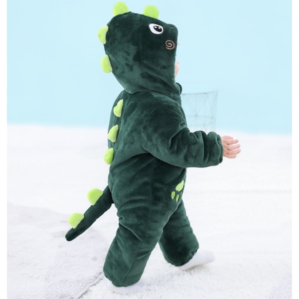 Newborn Baby Jumpsuit Hooded Fleece Rompers Långärmad Onesies Ytterkläder Outfits Dark Green 59