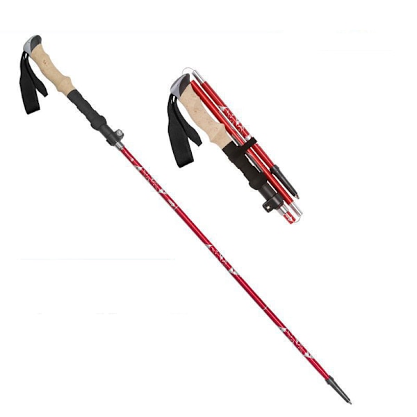 Lätta, hopfällbara vandringsstavar för ryggsäcksutrustning Red 135cm