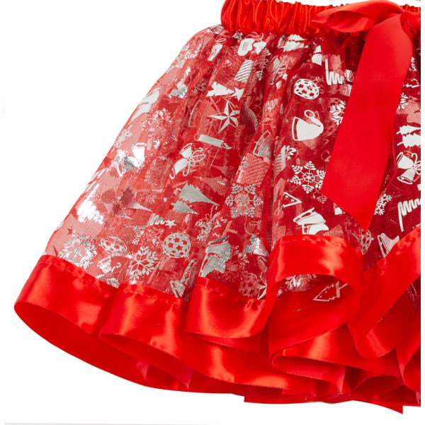 Jul Tutu Kjol Röd Layered Balett Julfest red S
