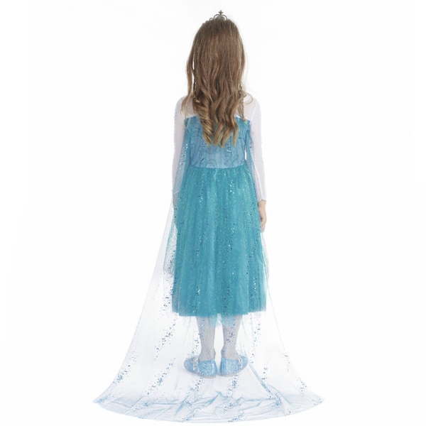 Flickor med paljetter Princess Costume Långärmad Klä upp green 130cm