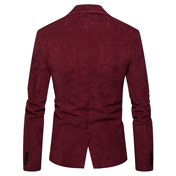 Herrar Casual Corduroy Blazer Klassisk Passform Sportjacka Wine Red M