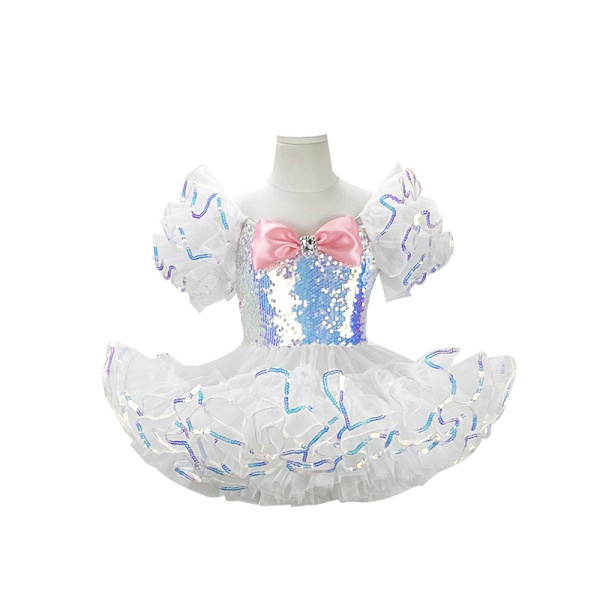 Lasten tanssipuvut, helmiäisillä koristeltu moderni tanssi Tutu-mekko white 100cm