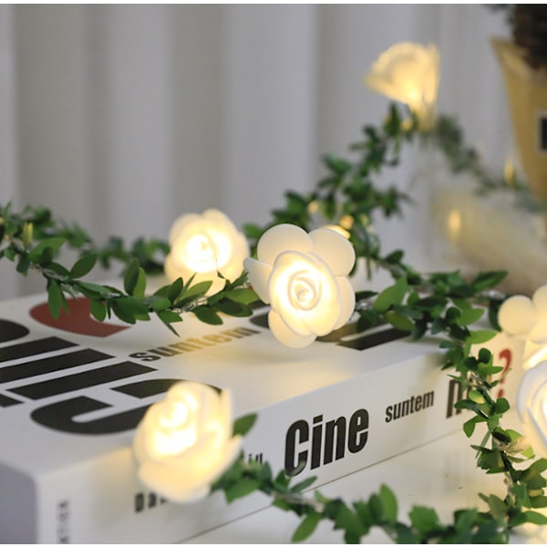 Christmas Rose Flower Vine LED String Lights 6m 40 light