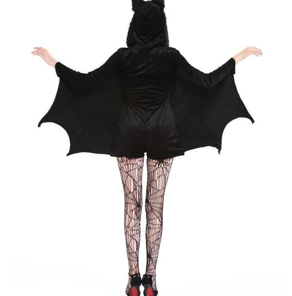 Halloween Kostume til Kvinder - Bat Kjole med Strømper xl